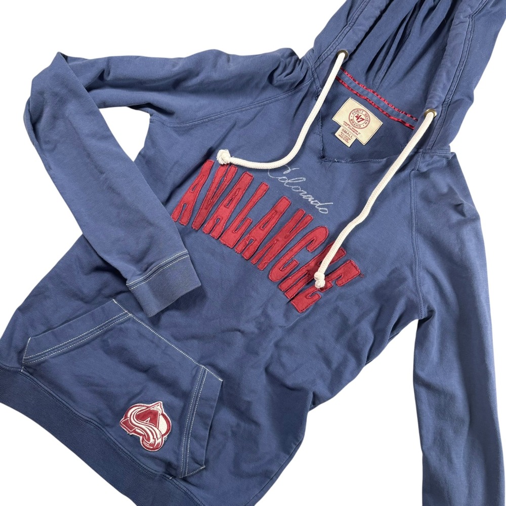 '47 Brand Colorado Avalanche Hoodie Sz S Blue Excellent NHL Raglan Pullover